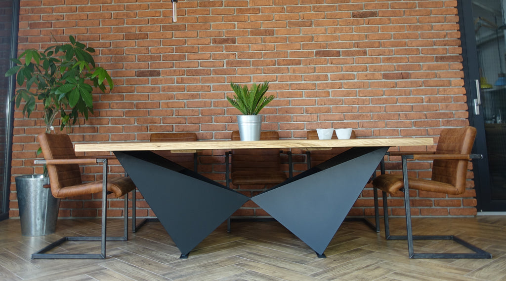 Oak Wood Dining Table AXEL with metal legs