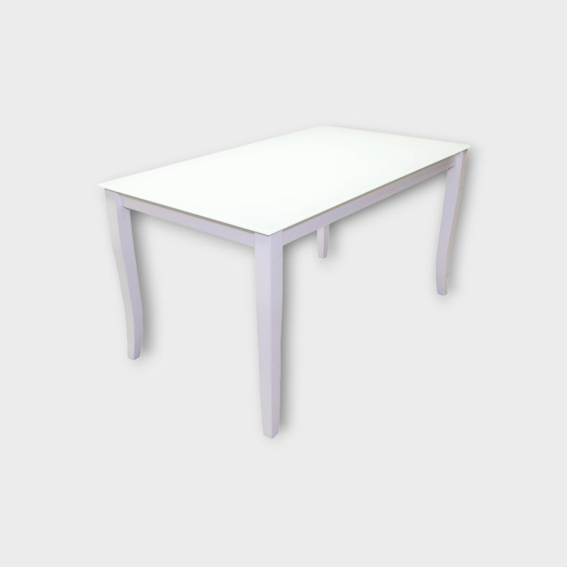 FINEZJA White Glass Top Dining Table With Extension