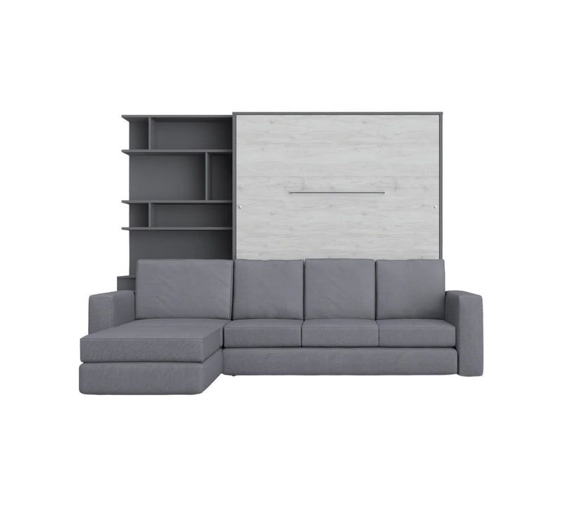 Murphy Bed INVENTO European Queen size with a Sectional Sofa and a Bookcase