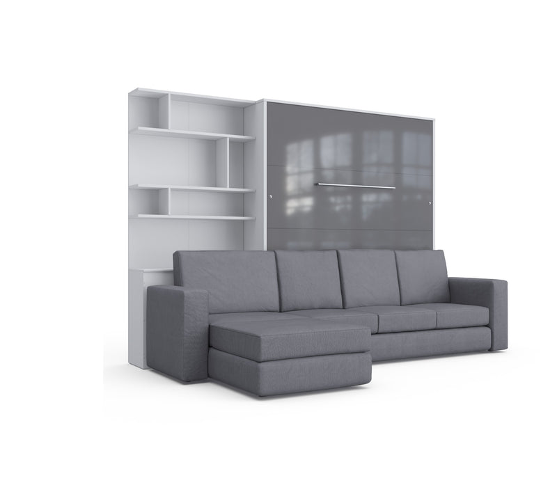 Murphy Bed INVENTO European Queen size with a Sectional Sofa and a Bookcase