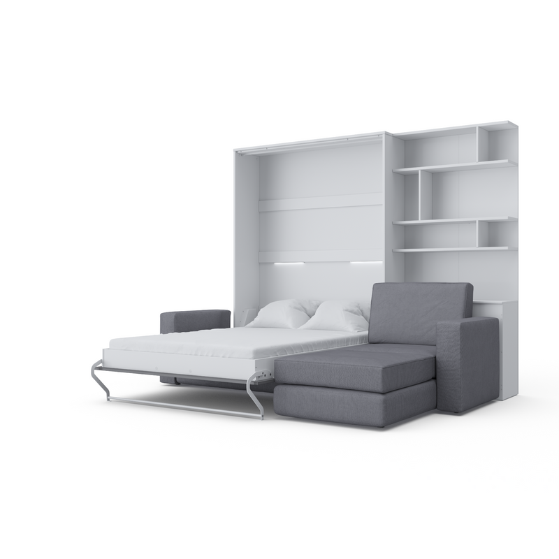 Murphy bed Invento European Full XL Vertical with a Sofa and a Bookcase