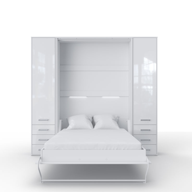 Vertical Murphy Bed Invento, European Queen Size with 2 cabinets