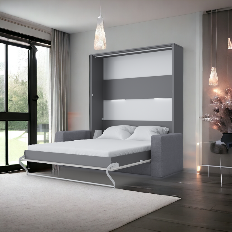 European Queen size Vertical Murphy Bed Invento with a Sofa