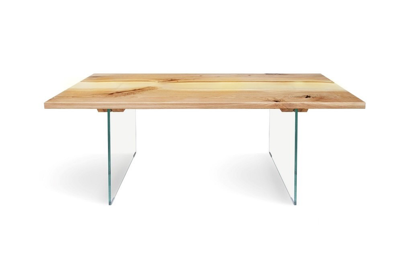Solid Wood Dining Table BANUR-GL with polymer resin