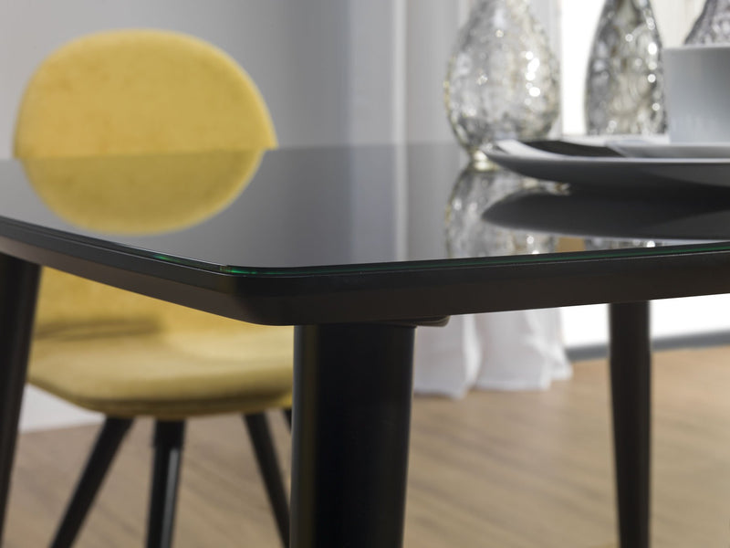 Rectangular White or Black Glass Top Dining Table ESSAI