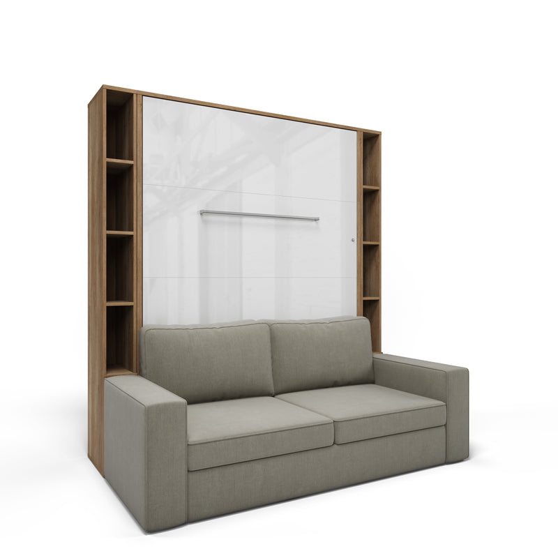 Murphy Bed Invento Vertical European FULL size with a Sofa and two Bookcases