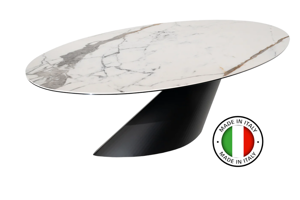 Dining Table LEONARDO with ceramic top and steel base