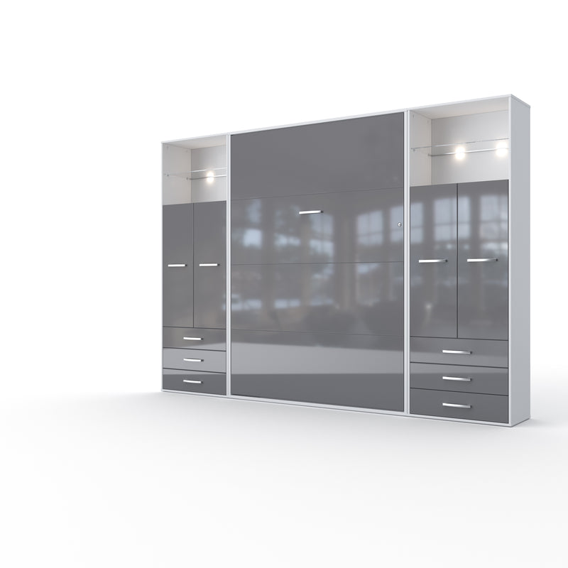 Vertical Wall Bed Invento, European Twin Size with 2 cabinets