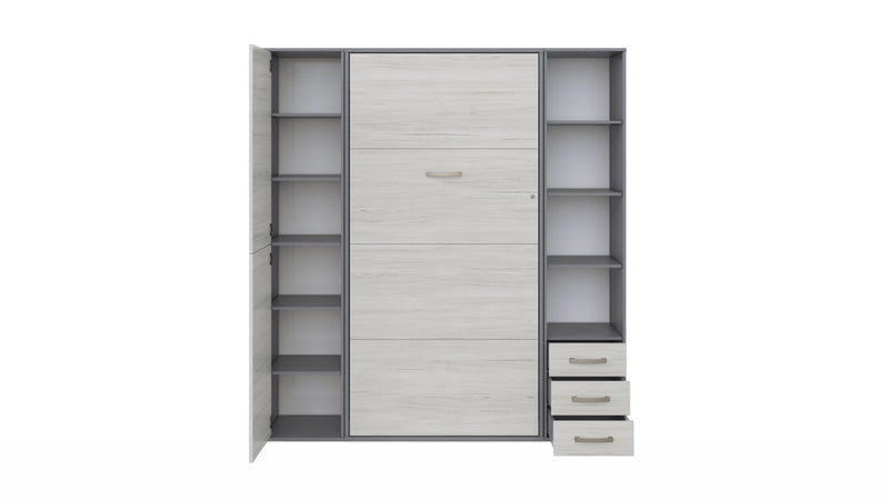 Invento Vertical Murphy bed Bed, European Twin Size with 2 cabinets