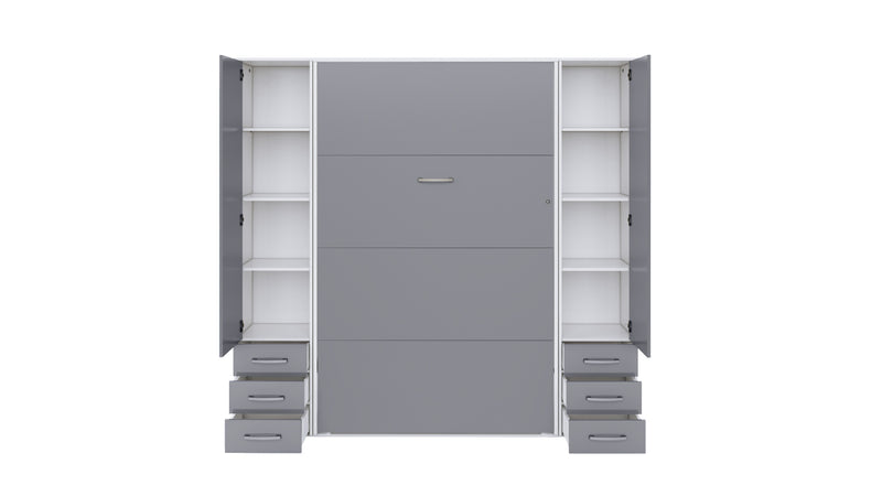 Invento Vertical Murphy Bed, European Twin Size with 2 cabinets