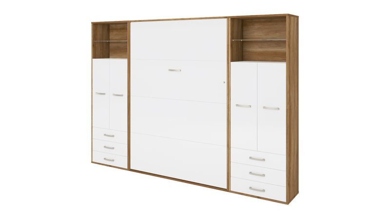 Vertical Wall Bed Invento, European Full Size with 2 cabinets