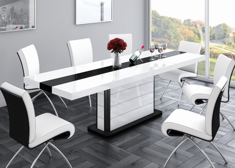 PIANOSA White Gloss Dining Table with Extension