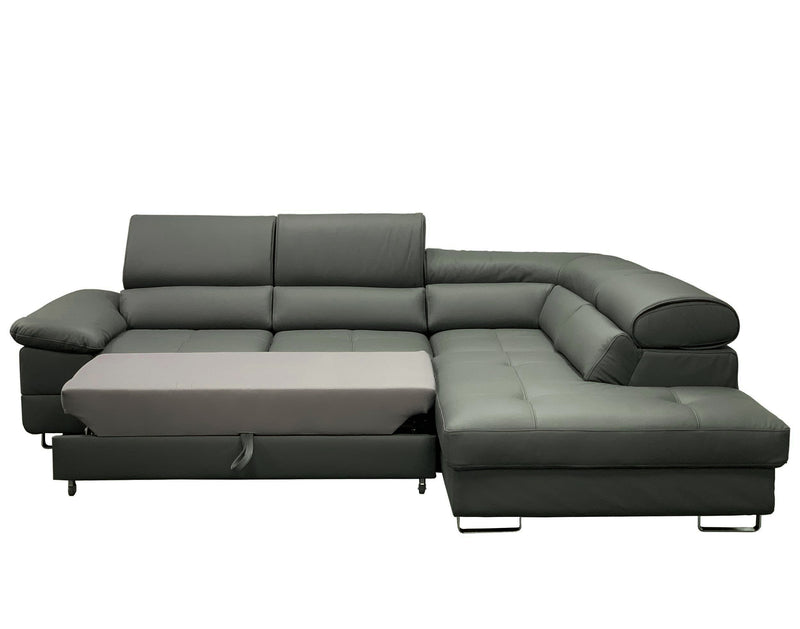 COSTA Leather Sectional Sleeper Sofa, Right Corner
