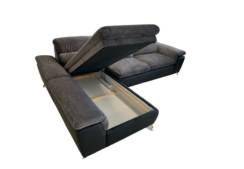 Sectional sleeper Sofa LOCO with storage, Gray/ Black
