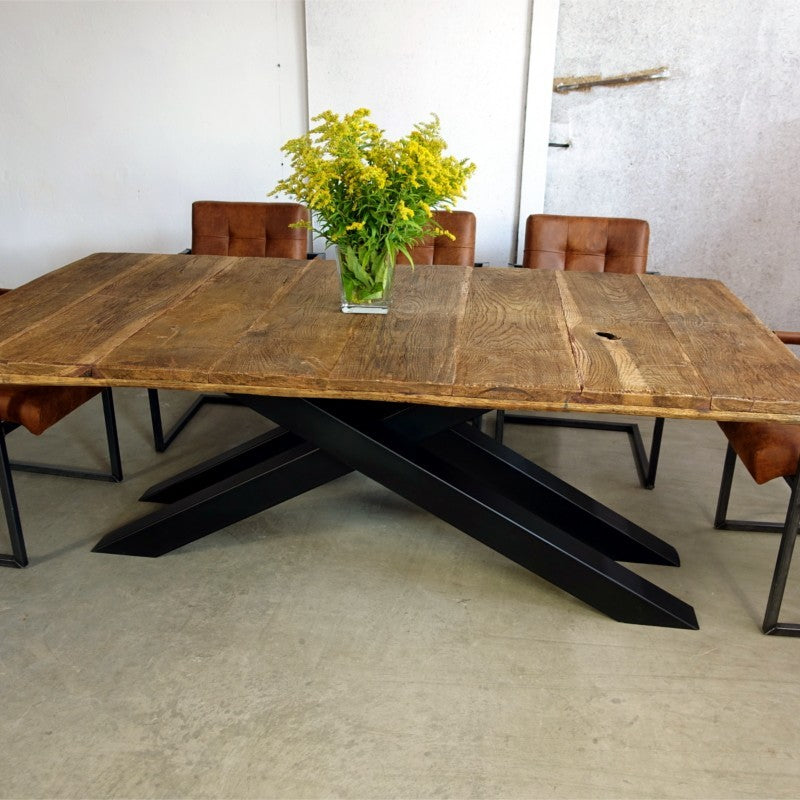 OTTO Oak Wood Dining Table with metal legs